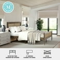 thumbnail image 3 of Martha Stewart Jax Queen Size Solid Wood Platform Bed with Rattan Headboard and Footboard, No Box Spring Required, Brown Gray, 3 of 11