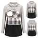 thumbnail image 2 of Otoño Maternidad Enfermería Sudadera Con Capucha Bolsillo Sudadera Enrejado Impresión Mujer Embarazada Tops Odeerbi LM103-4953, 2 of 9