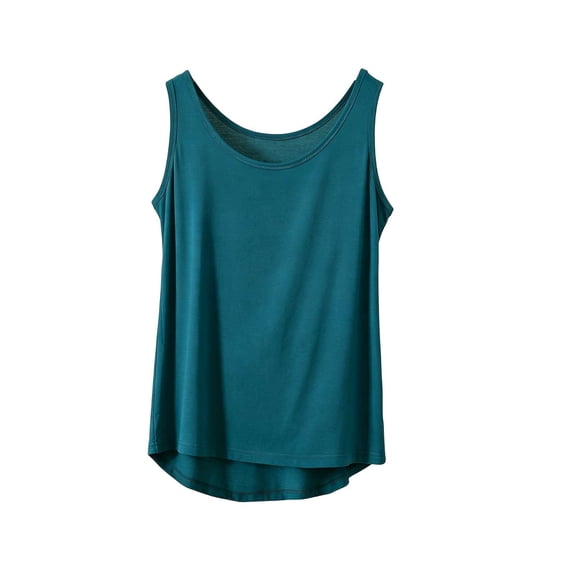 Fewfanhot Plus Size Women Sleeveless Tank Top, Round Neck Solid Color Casual Summer Blouse, Loose Fit Layering Basic Cami, S-3XL