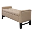 thumbnail image 3 of Inspired Home Banc de Rangement en Lin Megalan avec Boutons Capitonnés et Clous Argentés, Moderne, Beige, 3 of 8