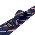 thumbnail image 5 of Mens Necktie Striped Dark Space Blue Orange Stripes Business Formal Woven XL Extra Long 63", 5 of 6
