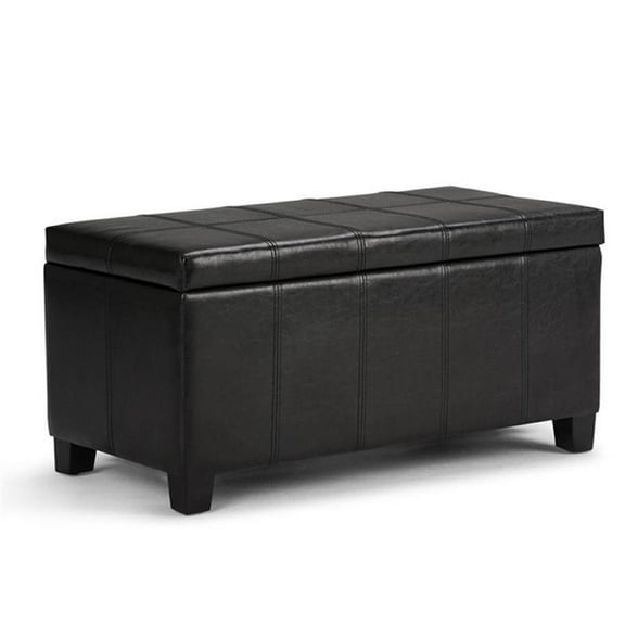 Atlin Designs Faux Leather Storage Bench in Black