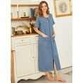 thumbnail image 5 of Avidlove Women Zipper Front Robes Full Length Housecoat Short Sleeve Bathrobes with Pocket Loungewear, 5 of 7