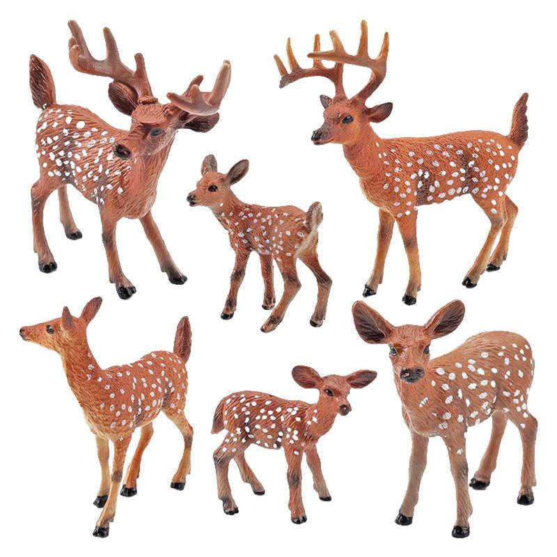 Deer Figurines, Deer Toys Figure, Deer Family Animals Set of 6, Home