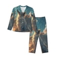 thumbnail image 1 of Balery Starry Sky Cloud Wolf Conjunto de Pijama con Estampado para Mujer, Conjunto de Dos Piezas con Manga Larga, Ropa de Dormir Suave con Bolsillos, Pijamas Cómodos-Large, 1 of 7