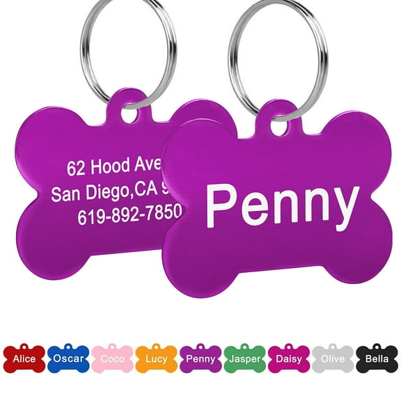 Pet Artist Personalized Pet Name ID Tags for Dog, Custom Double Sided Engraved Bone Shape