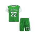 thumbnail image 3 of Nyeemya Kids Sports T-Shirt with Shorts Set Boys Girls Basketball Football Jersey Outfit Summer Green 120, 3 of 7