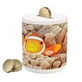 thumbnail image 1 of Ocean Piggy Bank, Clown Fish Swimming in Tentacles in Pacific Ocean Bali Indonesia Marine Wildlife, Ceramic Coin Bank Money Box for Cash Saving, 3.6" X 3.2", Beige Orange, by Ambesonne, 1 of 4
