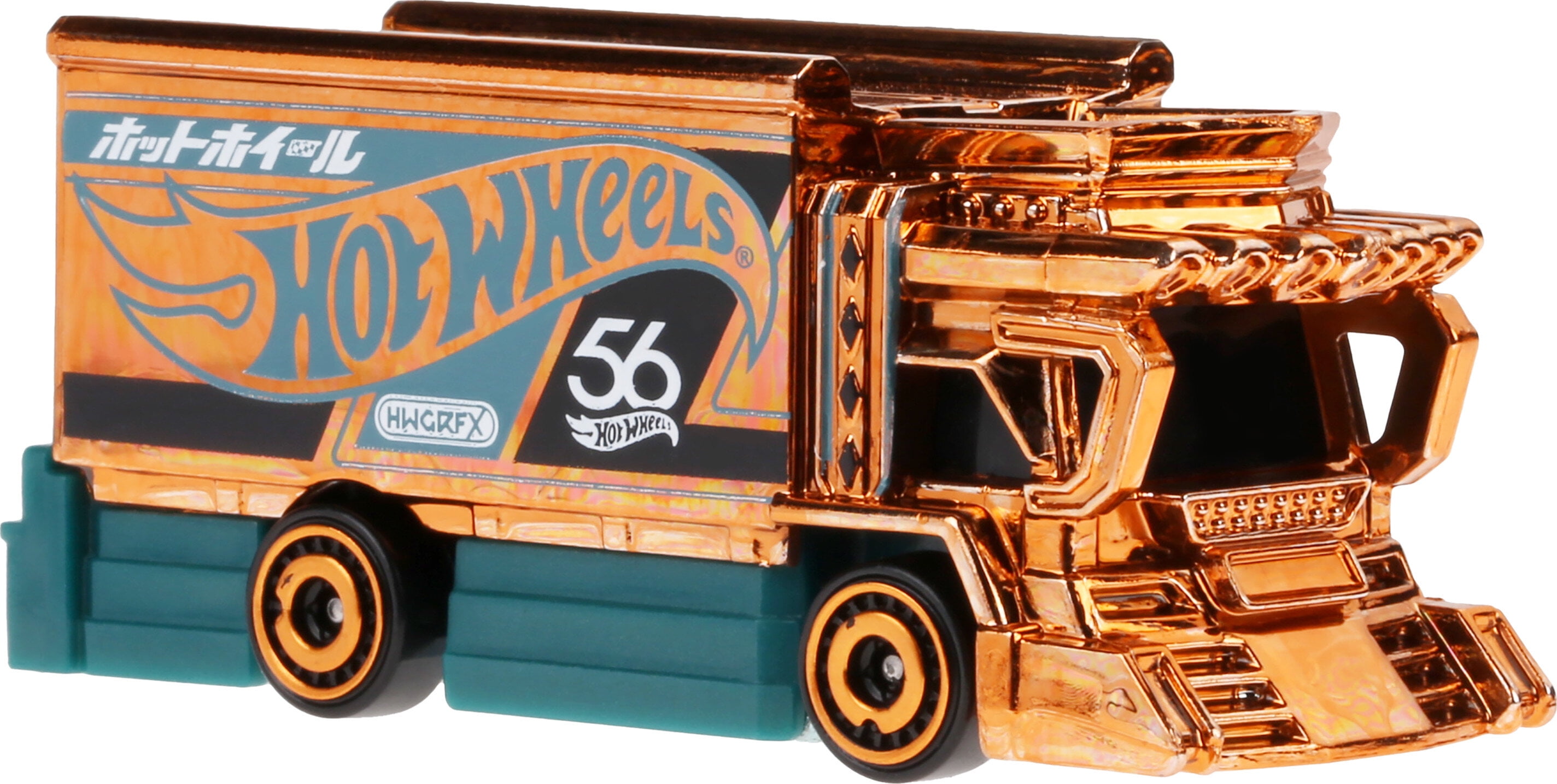 Hot Wheels 1:64 Scale Die-Cast Toy Car or Truck with Turquoise- & Copper-Colored Deco (Styles May Vary)