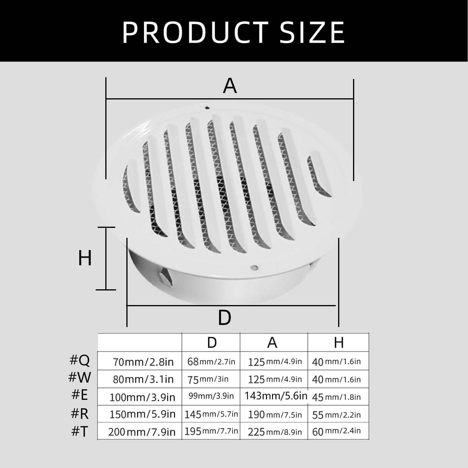 Stainless Steel Air Outlet Vent Louver Grille Covers with Screen Meshes Round Soffit Vent Dryer Vent Covers Enduring