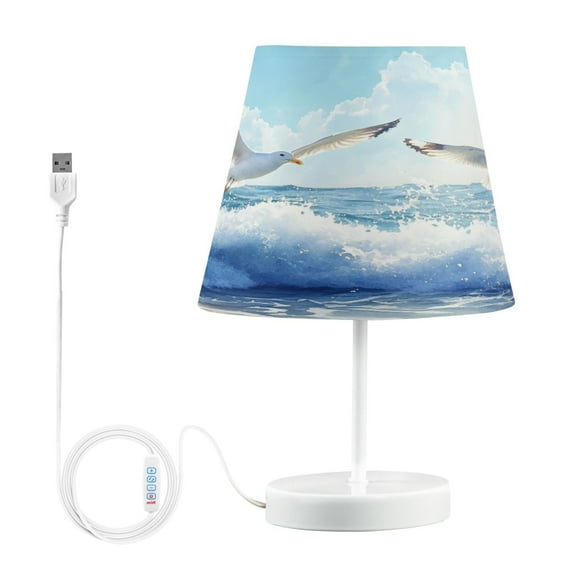 BZSMCE Table Lamp Creative Seagulls over Ocean Waves Simple Pattern Night Light