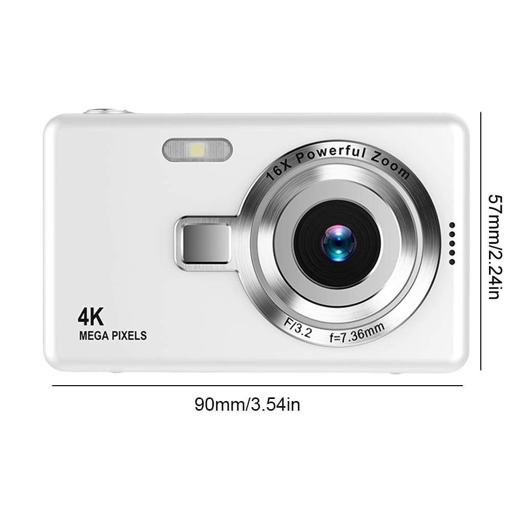 Yibooy 4K HD 1080P Digital Camera 16X Zoom Autofocus Vlogging Camera Camcorder (White)