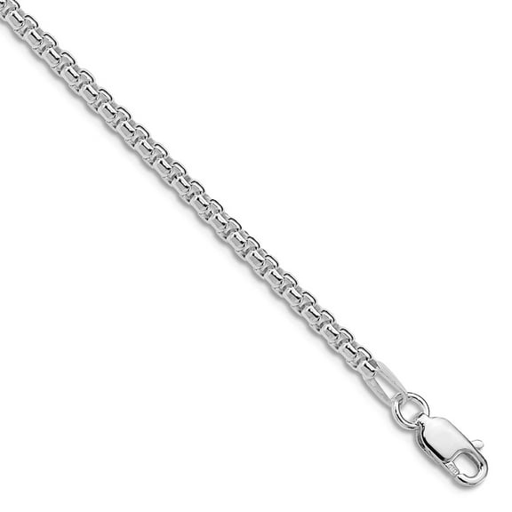 925 Sterling Silver Rhodium Plated 2.6mm Round Box Chain Necklace 30 Inch Chain Necklace for Women and Men