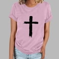 thumbnail image 2 of Camiseta Casual de Manga Corta de Cuello Redondo Impresa para las Mujeres, 95% Poliéster 5% Spandex Vintage Top Ligero para Diario, Fiesta Y Primavera Verano, 2 of 4