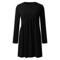 thumbnail image 5 of Fesfesfes Women Dress Casual Solid Long Sleeve Round-neck Pullover Dress Tops on, 5 of 5