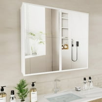 FUMANGO 32x26 Mirror Cabinet, Simple&Beautiful, Large Storage Space, Matte White for Bathroom Vanity