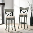 thumbnail image 4 of Furniture of America Shae Wood Swivel 24 Inch Light Gray Barstool Set of 4, 4 of 8