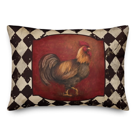 Creative Products White Black Tile Rooster 14x20 Spun Poly Pillow