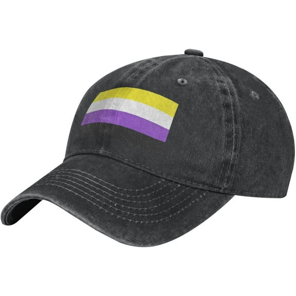Non-Binary Flag Cotton Baseball Cap Adjustable Washed Dad Hat for Men Women Outdoor Black