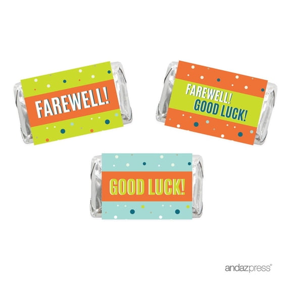 Farewell Retirement Party Decorations, Farewell! Good Luck!, Hershey's Miniatures Chocolates Labels Stickers, 18-Pack