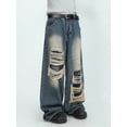 thumbnail image 4 of 2023 MRNEARLY American High end Perforated Denim Pants for Men‘s Design Sense Small and Loose Wide Leg Straight Leg Pants hiphop, 4 of 6