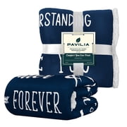 PAVILIA Best Friend Blanket, Friendship Gifts for Women Birthday Soul Sister Long Distance Bestie, Soft Cozy Sherpa Throw Blanket with Sentimental Thoughtful Quotes, BFF Stuff Gift Idea, Navy Blue
