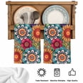 thumbnail image 5 of Boho Teal Flower Kitchen Towels Set of 4, Spring Bohemia Chic Red Yellow Floral Absorbent Dish Towels for Kitchen, Microfiber Hand Towel, Quick Drying Tea Towel for Cleaning Decorative Dishcloths, 5 of 7
