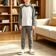thumbnail image 4 of YunPes Unisex Kids Spring Fall Outfits Contrast Raglan Long Sleeve Pullovers & Pants Kids Soft Cozy Loungewear Set 2pcs, 4 of 4