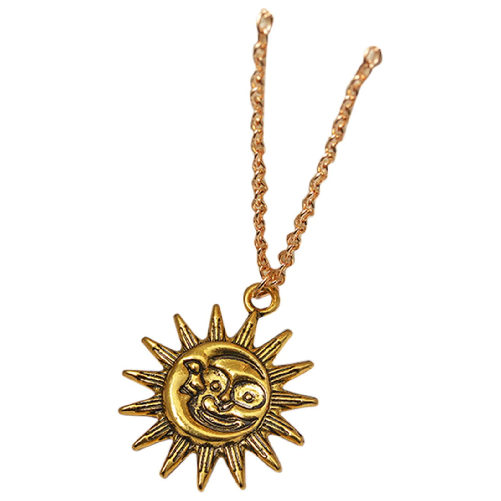 LILELIS Colliers Soleil et Lune Exquis Chaîne de Colliers Soleil et Lune pour Femmes Collier Pendentif
