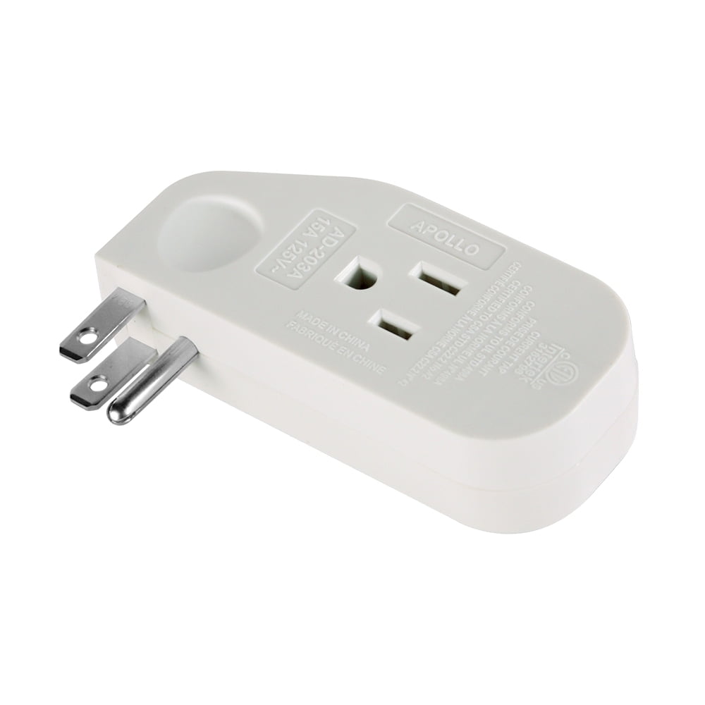 Hyper Tough 3-Outlet Grounded White Right Angle Plug-in Type Wall Tap, 15 Amps