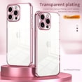 thumbnail image 2 of Luxury Clear Electroplated Edge Phone Case For iPhone 15 14 Plus 13 12 Mini 11 Pro Max Shockproof Silicone Soft TPU Back Cover, 2 of 7