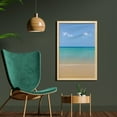 thumbnail image 2 of Ocean Wall Art with Frame, Still Calm Sea at the Beach with Aquatic Landscape Sun Peace Relax Nature Image, Printed Fabric Poster for Bathroom Living Room, 23" x 35", Cream Turquoise, by Ambesonne, 2 of 2