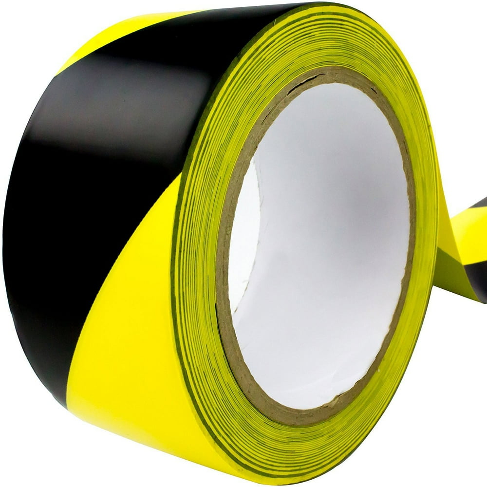DoubleRoll of UltraAdhesive, Black & Yellow Hazard Tape for Floor