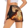 thumbnail image 3 of Bixox Women's Castle Cool Fire Dragon pattern 2 in 1 Running Shorts - Lightweight Athletic Workout Gym Yoga Shorts Liner with Pockets - Small, 3 of 5