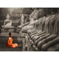 thumbnail image 2 of Pangea Images  18x15 White Modern Wood Framed Museum Art Print Titled - Young Buddhist Monk praying, Thailand (BW), 2 of 4
