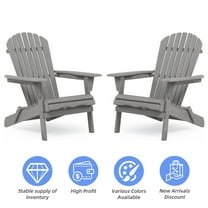 Miniyam Wooden Adirondack Chairs Set of 2, Gray