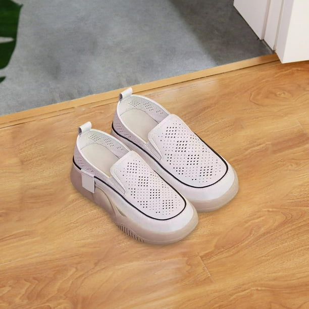 Zapatillas deportivas con para mujer, zapatillas deportivas suaves con suela gruesa y elegante, zapatos informales transpirables superiores Blanco Yinane Plataforma de mujeres