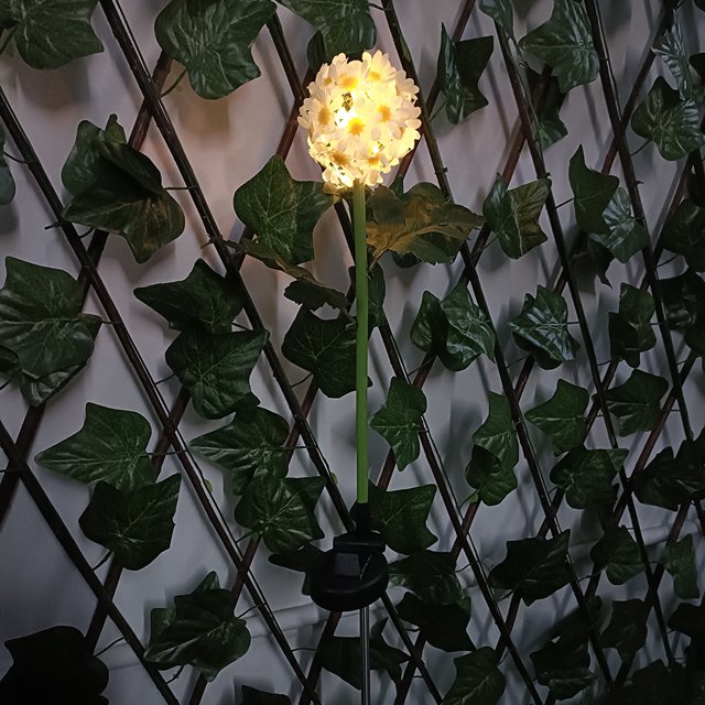 Luz solar LED Flor Jardín al aire libre Patio Estacas nocturnas Lámpara de noche (Blanco)