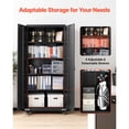 thumbnail image 4 of KFFKFF Metal Storage Cabinet, 72.6 in Rolling Steel Garage Cabinet with Adjustable Shelves, Magnetic Doors & Keys, 5-Tier Lockable Storage for Pantry, Warehouse, Basement, Office, Black, 4 of 9