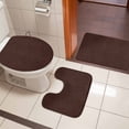 thumbnail image 4 of Solid Brown Bath Mat 3 Piece Bathroom Rug Set, Vintage Minimalism Abstract Denim Pattern Non Slip Bath Rug Contour Mat and Toilet Lid Cover, Absorbent Shower Mats Soft Bath Rugs and Mats Sets, 4 of 8