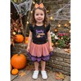 thumbnail image 5 of Cjfdfy Toddler Baby Girls Halloween Outfit Spooky Pumpkin Flying Sleeve Black Ruffle Top With Tulle Skirt Headband Cute Witch Cat Costume Cute Halloween Holiday Clothes, 5 of 9