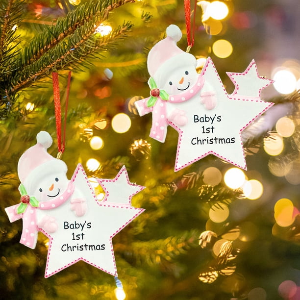 Fiudx Liquidación de ofertas flash Regalos conmemorativos únicos para bebés, decoraciones navideñas de resina, primer recuerdo navideño para niños, árbol de Navidad colgante para el hogar, bricolaje,
