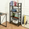 thumbnail image 3 of FurnitureR Folding Bookshelf Rack 4-Tiers Bookcase Home Shelf Storage Rack No-Assembly Industrial Stand Sturdy Shelf Organizer ,Brown & Black, 3 of 10