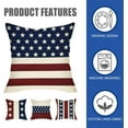 thumbnail image 3 of 4th of July Patriotic Decorative Throw Pillow Covers 18x18 Set of 4, America USA Rustic Red White Blue Stripes Stars Outdoor Pillowcase, American Independence Day Cushion Case Home Decor, 3 of 6