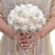 thumbnail image 2 of Nvzi Ramo de novia redondo con broche brillante, ramo de rosas artificiales para novia, dama de honor, boda (naranja y rosa), 2 of 5