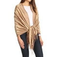 thumbnail image 3 of Sakkas Luna Reversible Tile Brocade Scarf Shawl Wrap Stole Soft and Warm - Camel - One Size Regular, 3 of 5