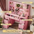 thumbnail image 7 of Homall Vanity Desk with Mirror, LED Lights & Power Outlet, Makeup Vanity Table with 7 Drawers & Shelves for Girls and Women, Light Pink, 7 of 7