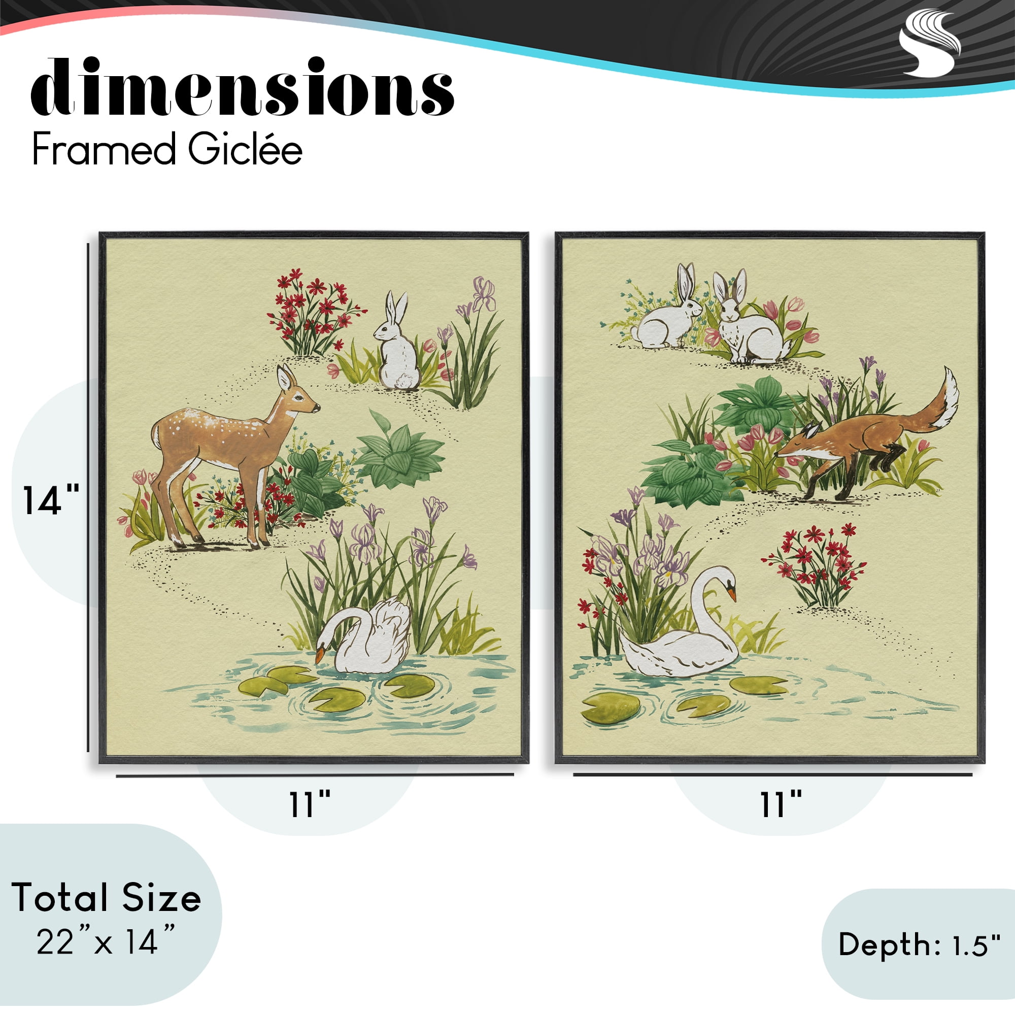 Stupell Industries Spring Animals in Nature 2 Piece Black Framed Giclee Art Set, design by Grace Popp