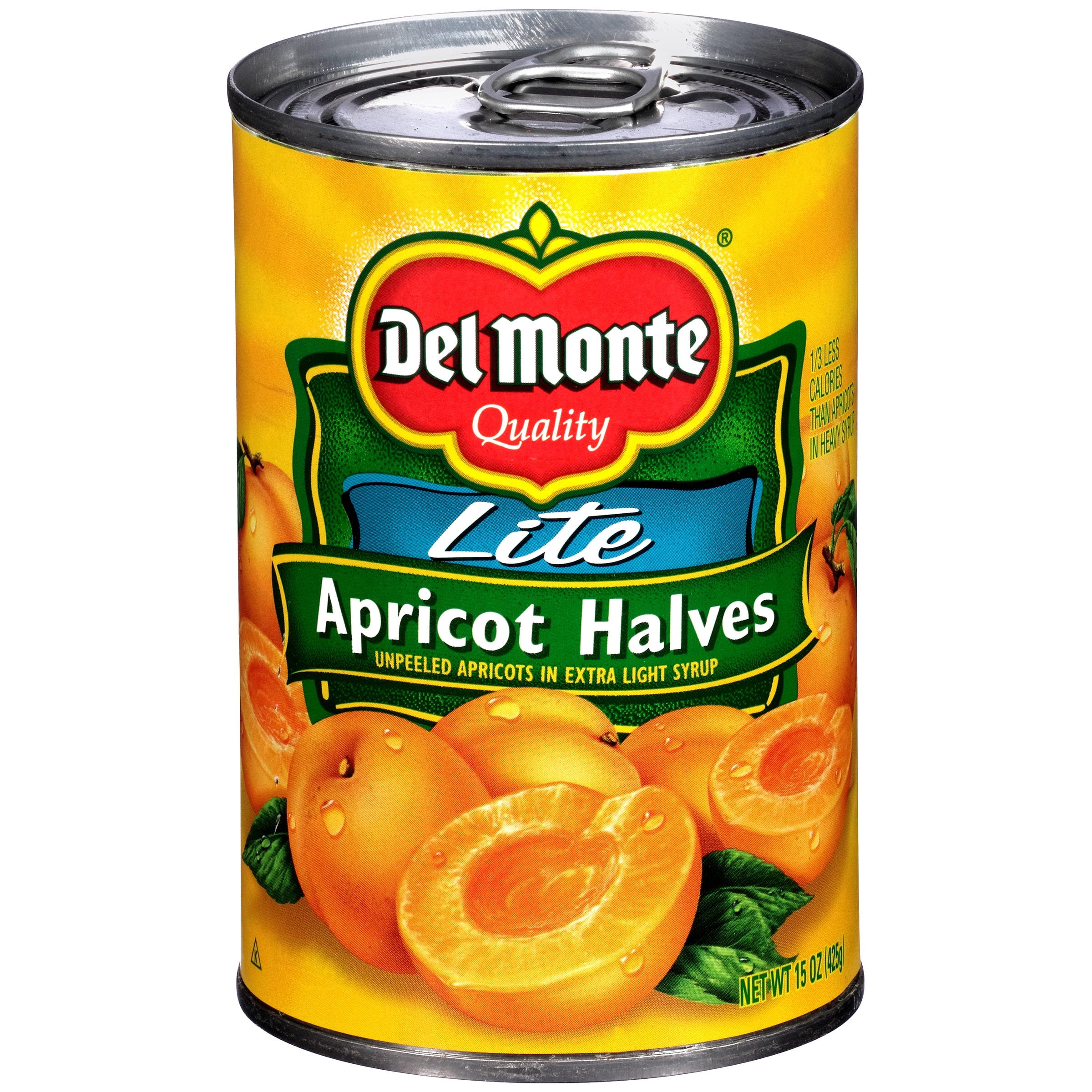 Del Monte Unpeeled Apricot Halves, Canned, Extra Light Syrup, 15 oz
