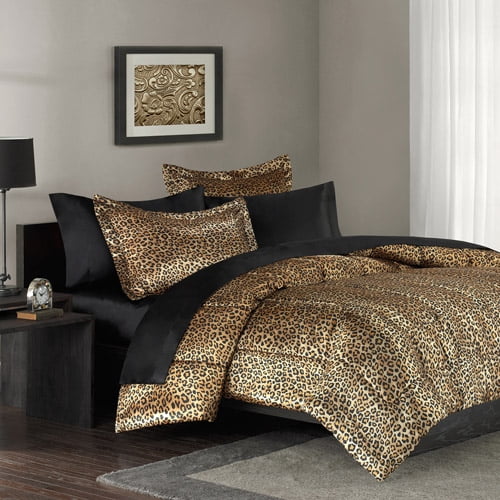 Mainstays Leopard Print Bedding Comforter Mini Set Walmart Com